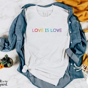 Love is Love T-Shirt, Womens Pride Shirt, LGBTQ gift, Pride Month tee, Gay Pride tshirt, Equality Shirt, LGBTQ Support tee, Lesbian gift