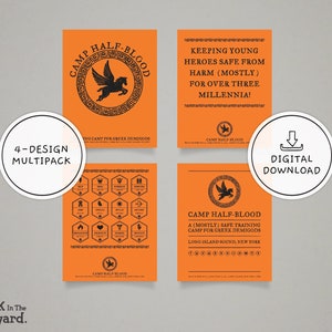 Camp Halfblood digital wall art multipack, Percy Jackson downloadable prints, Camp Half Blood printable posters, book nerd wall art prints
