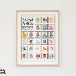 Animal ABC Wall Art, Alphabet Poster, Classroom Decor, Print for Kids Room, Nursery Art, Gift for Child,  ABCs poster, Classroom Poster
