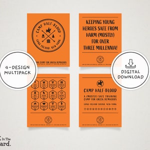 Camp Halfblood digital wall art multipack, Percy Jackson downloadable prints, Camp Half Blood printable posters, book nerd wall art prints