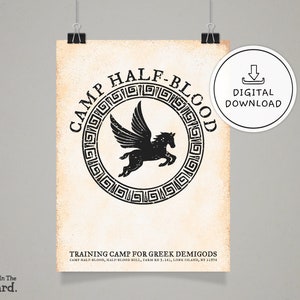 Camp Halfblood digital wall art, Percy Jackson downloadable prints, Camp Half Blood printable poster, book nerd wall art prints