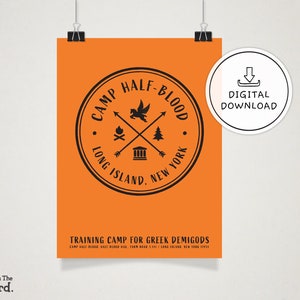 Camp Halfblood digital wall art, Percy Jackson downloadable prints, Camp Half Blood printable poster, book nerd wall art prints