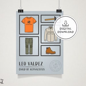 Leo Valdez digitale poster, Percy Jackson downloadbare prints, Camp Half Blood afdrukbare muurkunst, Percy Jackson Merch, Heroes of Olympus