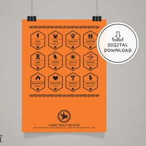 Camp Halfblood digital wall art, Percy Jackson downloadable prints, Camp Half Blood printable poster, book nerd wall art prints