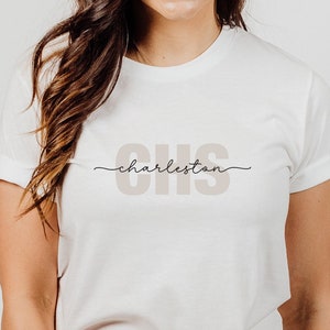 Charleston Shirt, Charleston South Carolina Tshirt, CHS t-shirt, Custom Charleston tee, Charleston vacation shirt, Charleston souvenir gift