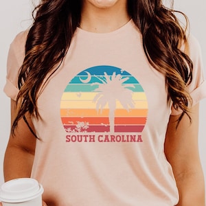 South Carolina Shirt, Retro Sunset South Carolina Tee, South Carolina souvenir, South Carolina Tee, Charleston SC tshirt, Charleston gift