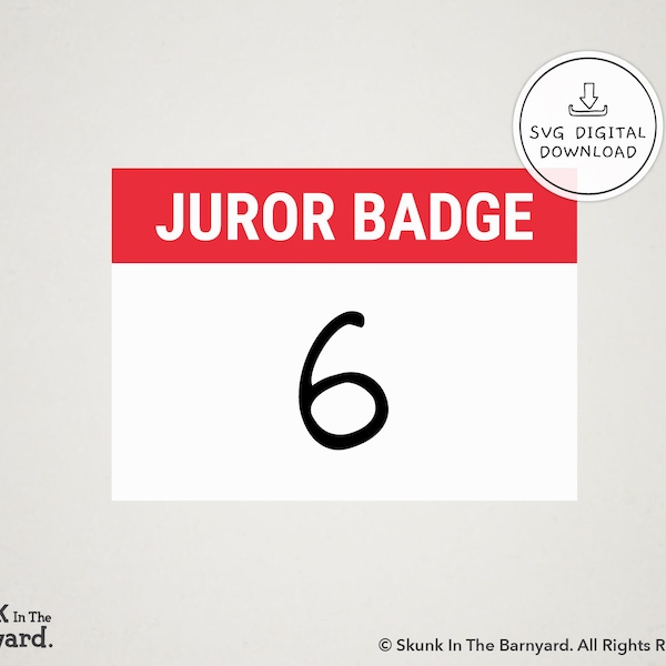 Juror Badge 6 svg, Jury Duty inspired digital download, subtle halloween costume, Jury Duty svg, Juror 6 instant download