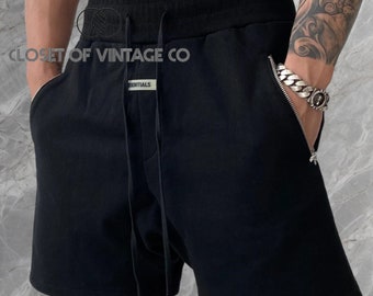 ESSENTIALS Double Zipper Men's Shorts, High Street Retro Casual Fashion, Summer Sports Shorts