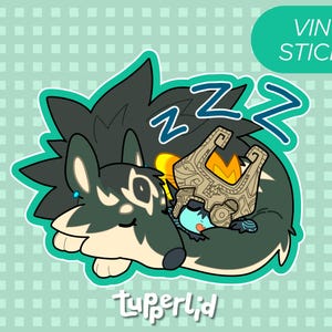 Adesivo de vinil Sleepy Wolf Link e Midna Cute Zelda -- Twilight Princess
