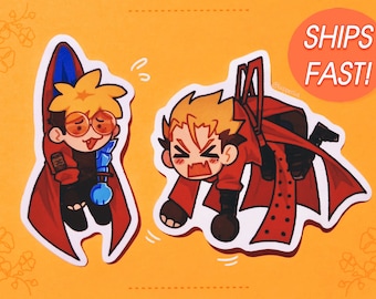Pegatinas de vinilo colgantes inspiradas en Trigun Stampede y Trigun Maximum.