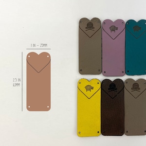 Leather Garment Tags - Heart Single Side Foldover