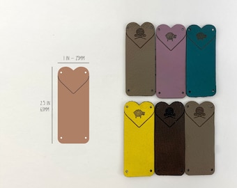 Leather Garment Tags - Heart Single Side Foldover