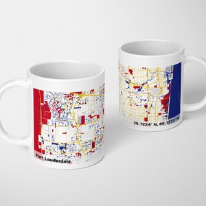 Mug plan de la ville personnalisé COULEURS PRINCIPALES