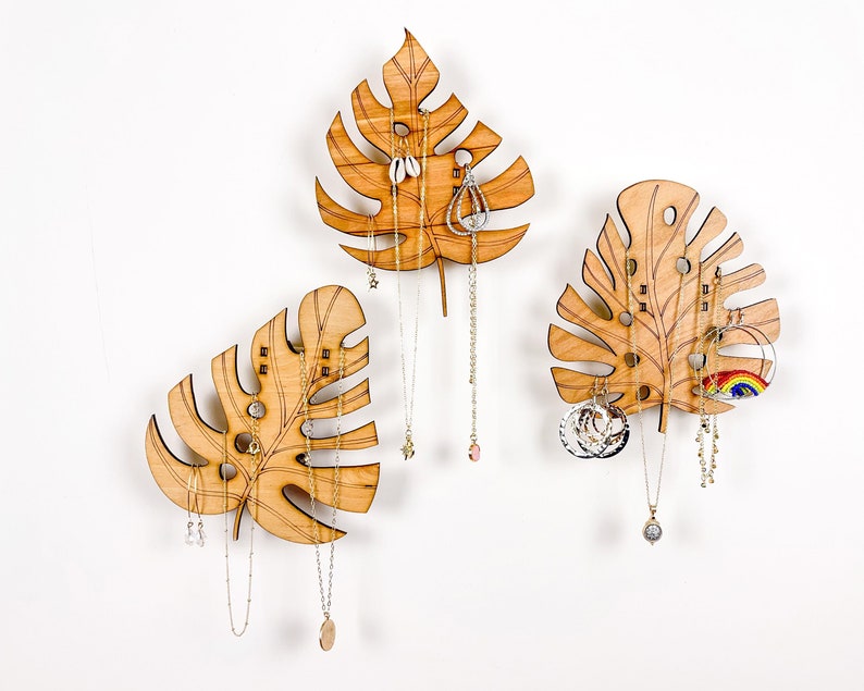 Monstera Leaves Set of Three Jewelry Holder image 1