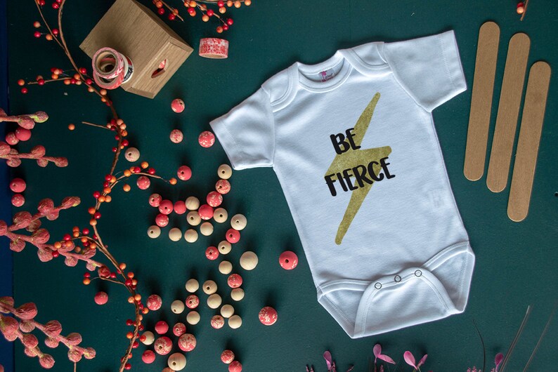 Be Fierce Baby Bodysuit with Lightning Bolt