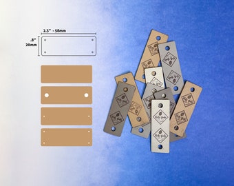 Leather Garment Tags: Medium Double Sided Foldovers