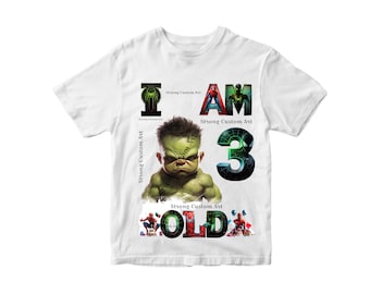 Custom 3 year old Baby Hulk and Spiderman Birthday Tees, Personalize Your Celebration!