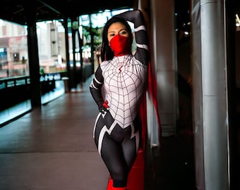 Cindy Moon Spidergirl Costume | Handmade Cosplay Jumpsuit & Hoodie | Spiderman Inspired | Halloween Suit | Spring Gift | Birthday Gift