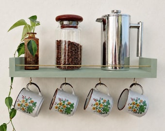 Coffee Station shelf: Handmade coffee bar made from real wood with custom stain options