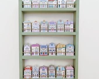 Spice rack for Lenox spice village in Sage Green with Brass Rails