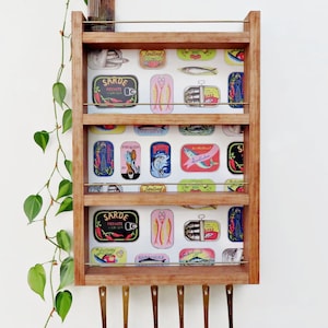 Sardine Spice Rack: Stained Wood Kitchen Storage, Lenox Village Compatible
