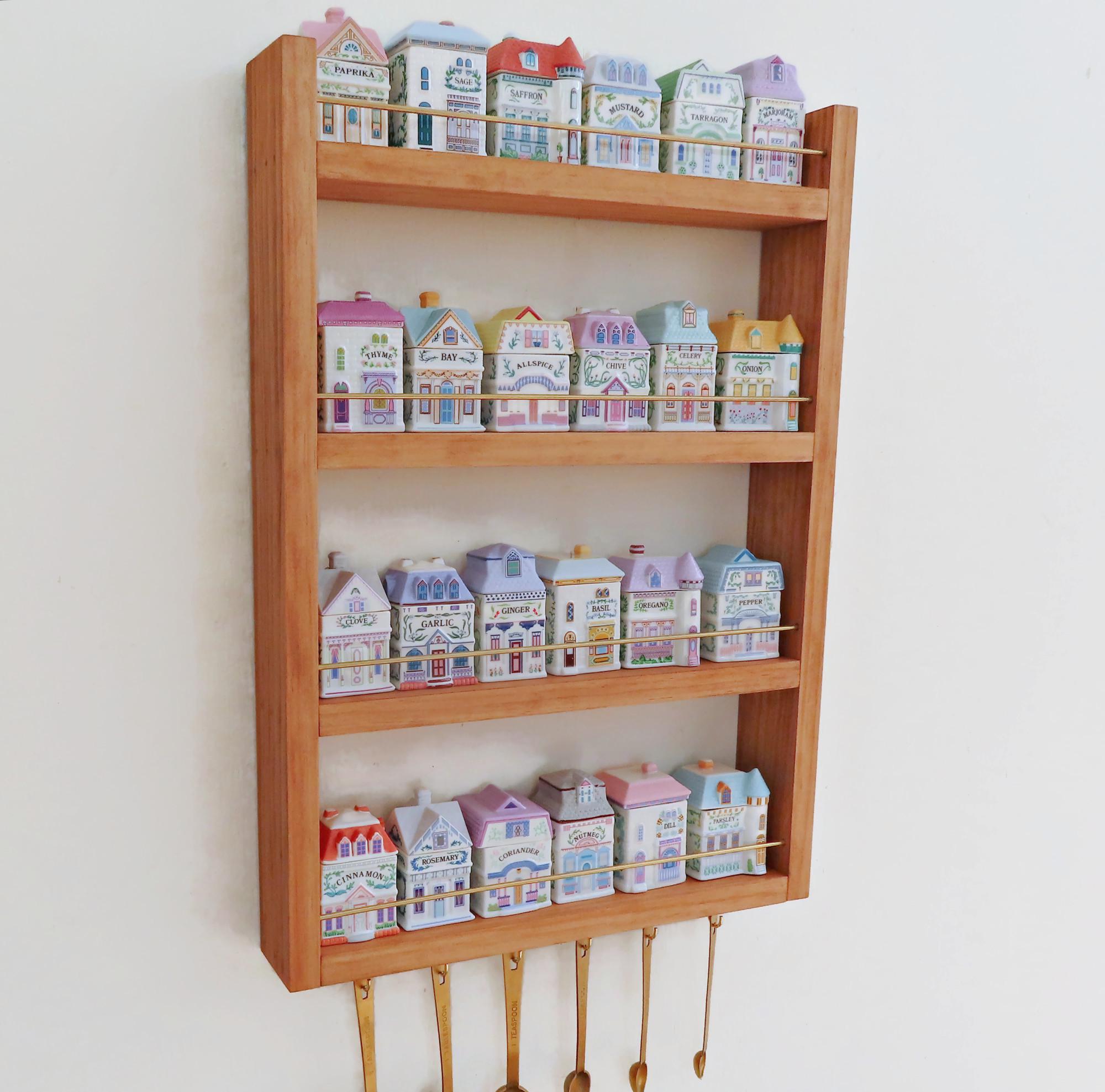 Lenox Spice Village Display: Spice Rack With Brass Rails and