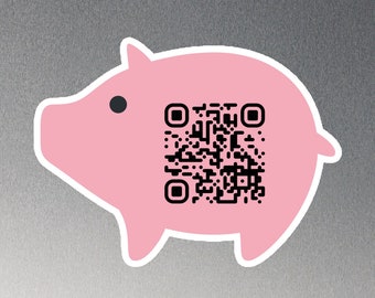 Cute Pig Emoji Personalized QR Code Die-Cut Magnet | Social Media Merch | TikTok Gift | Facebook Fan