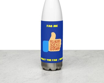 FAQ Me Personalized QR Code Stainless steel Insulated water bottle | Social media merch | Facebook followers