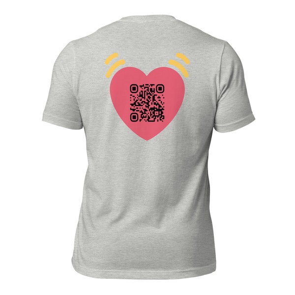 Pink Heart Emoji Personalized QR Code Unisex T-Shirts | Tiktok Clothing | Social Media Merch | Geek Gear