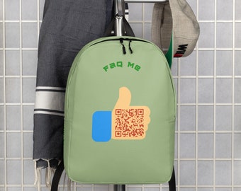 Mochila con Código QR Personalizada / Regalo para Influencer / Youtuber Merch / Fan de Facebook / Bolsa Pistacho