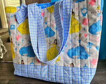 Bolso de mano Disney Princesses Bella - Cenicienta, suave y acolchado, espacioso, con lazo y correa para llaves.