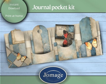 Junk journal pocket kit met verschillende papier pockets en tags.  - 1