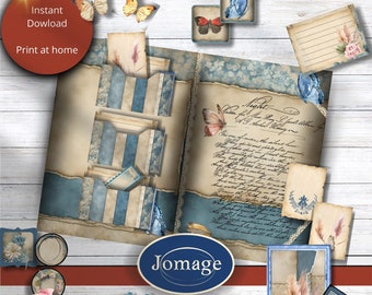 Junk journal pages & ephemera sheets vintage colour stijl junk journal kit -1