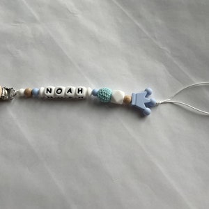 Personalized Pacifier clip, Dummy clip, Silicone Wooden Crochet beads pacifier clip, Baby shower gift, Newborn gift image 9