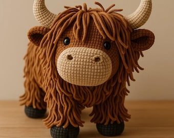 Highland Cow Crochet Pattern - Crochet Cow Pattern, Highland Cow Amigurumi, Crochet Cow DIY, How to Crochet Cow, Highland Cow PDF Guide