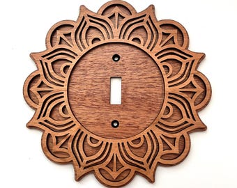 Laser Cut Wood Mandala Light Switch Plate Cover