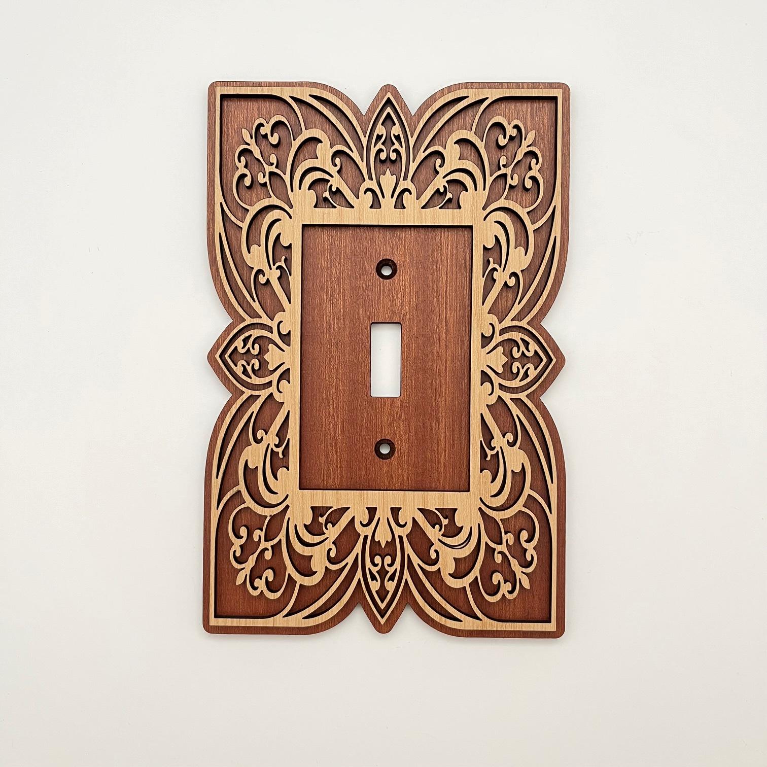Small Rectangle Light Switch Rectangle Mandala Wood Light Switch Plate, Custom Configuration and ...