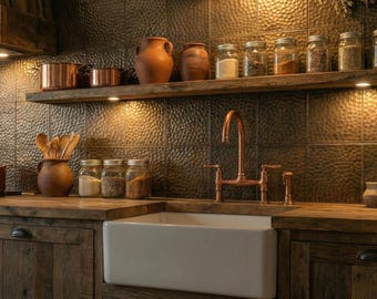 Salpicadero de chapa de latón martillado, panel de cocina de metal personalizado sin lacar, tapa de estufa de oro marroquí