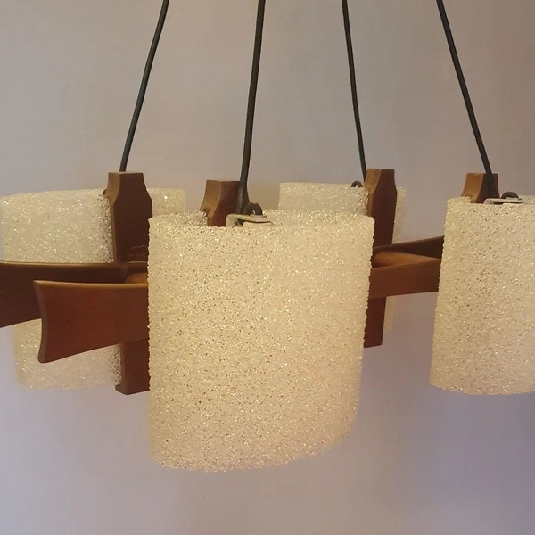 Lustre scandinave quatre éclairages années 70