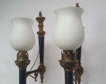 Pair of Lunel Empire style torch wall lights