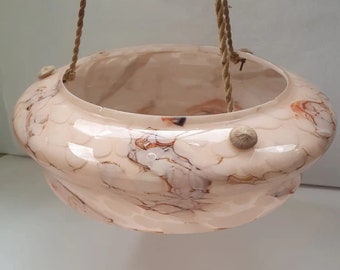 Grande lavabo a sospensione a più livelli in vetro marmorizzato Art Déco degli anni '30