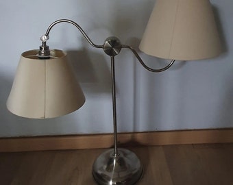 Grote vintage tafellamp met dubbele verlichting