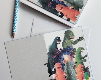 Vintage Godzilla Toys Blank Cards - Quirky Greeting Cards