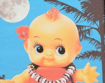 Kewpie Doll Hula Girl Art Print – Vintage Hawaiian Decor
