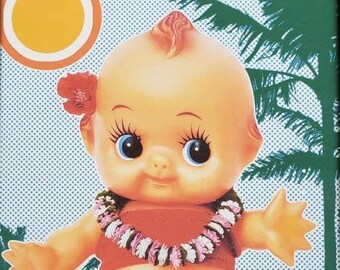Hula Kewpie Doll Art Print - Hawaiian Tropical Decor (12x18)