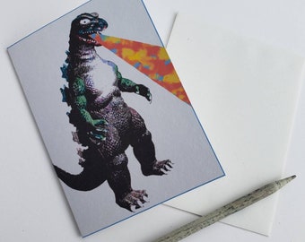 Godzilla Blank Card – Vintage Toy Art Greeting Card