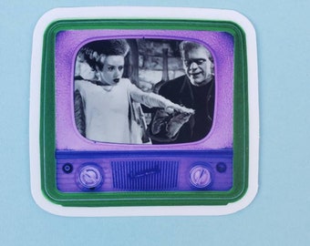 Frankenstein & Bride Vinyl Sticker – Vintage Sci-Fi Horror TV