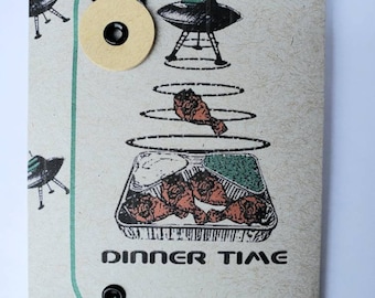 UFO TV Dinner Pocket Sketchbook - Handmade Sci-Fi Blank Book