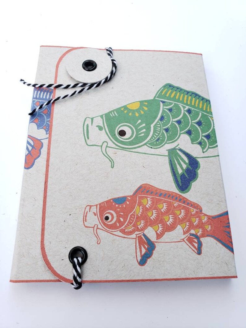 Pocket Sketch Book- Blank Book Childrens Day Goldfish Book Koi Japanese Culture Pocket Diary Handmade Koinobori Self Care
