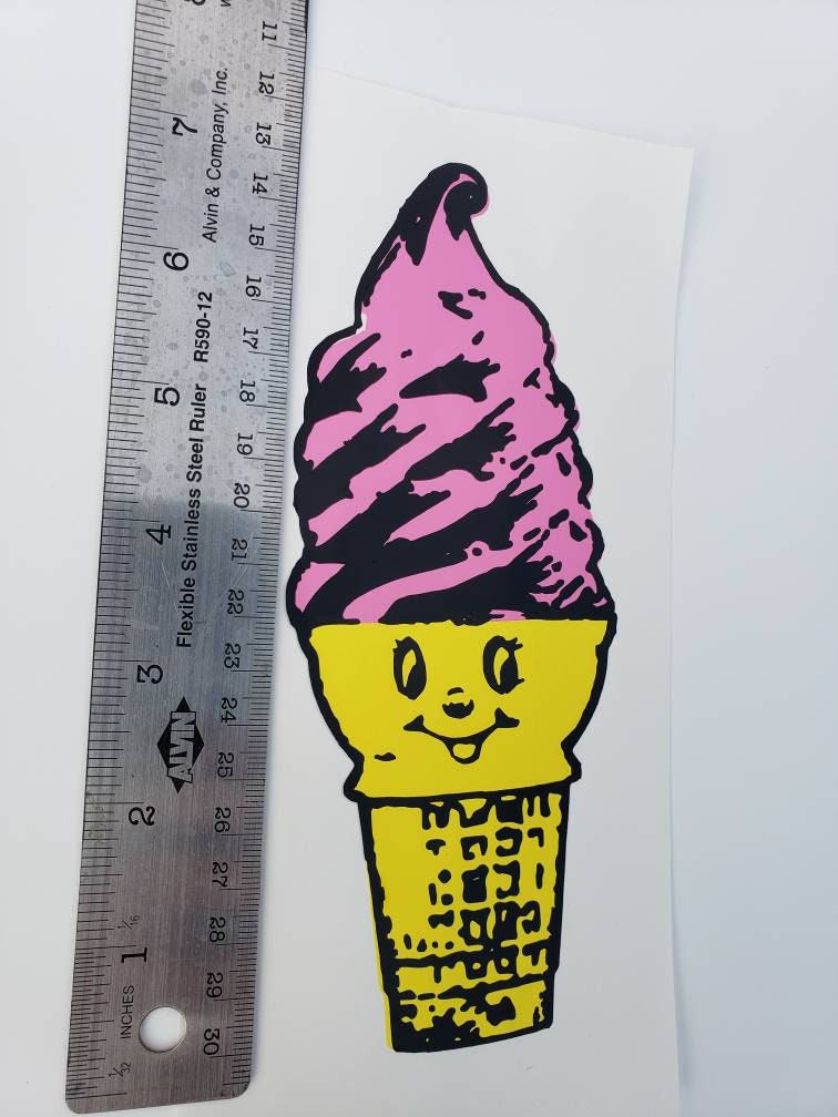 Retro Ice Cream Cone Decal Ice Cream Cone Vintage Style Car Etsy
